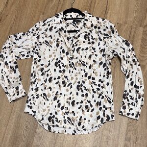 Rails Rebel Natural Abstract Animal Silk Blouse Size XS Like New!